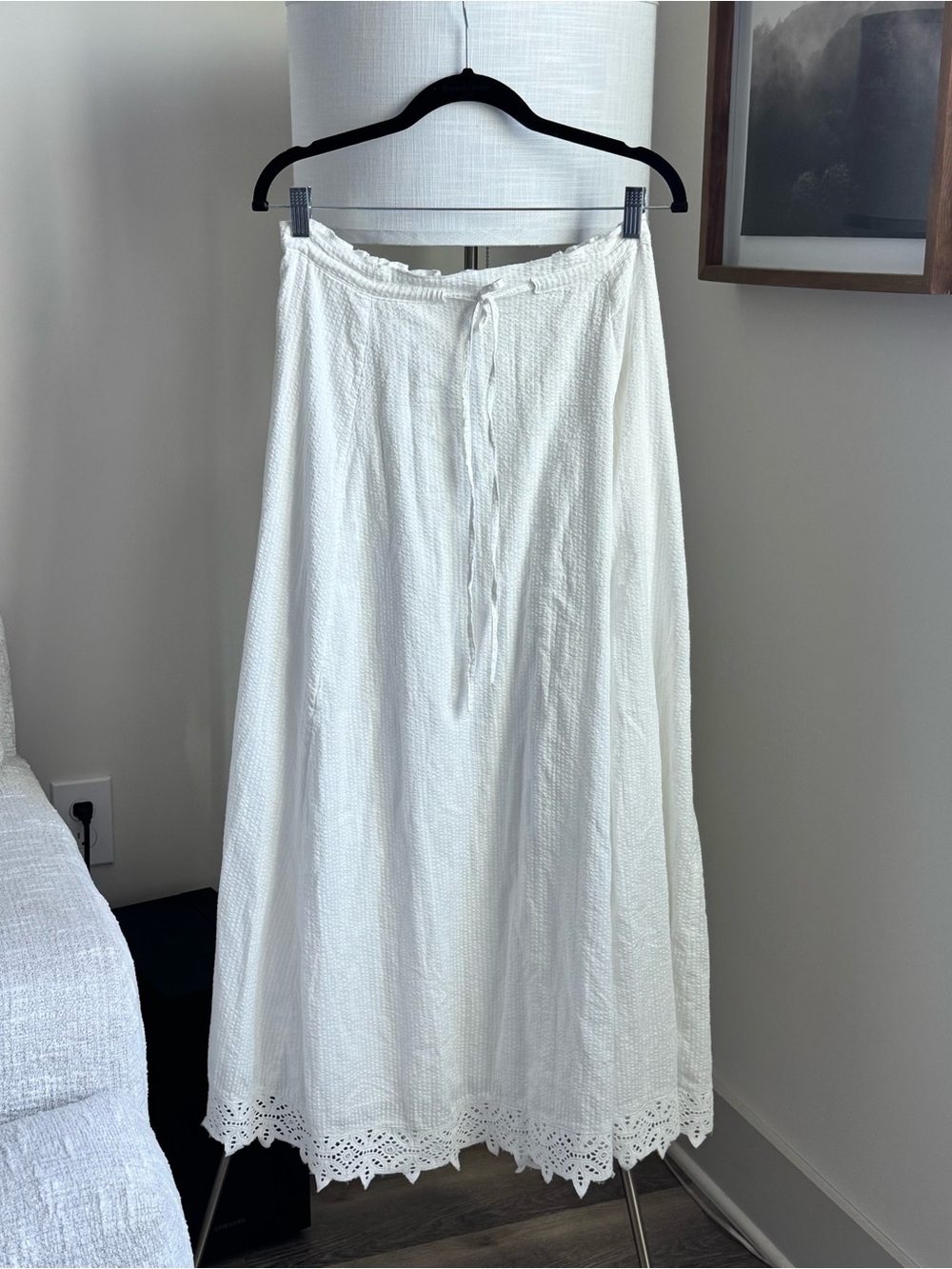 Free People Boho White Eyelet Lace Textured Maki Skirt